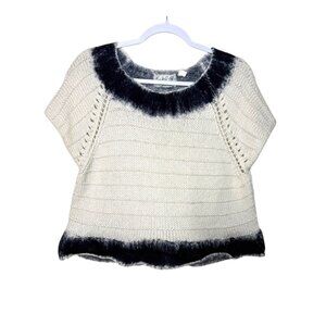 Anthropologie Field Flower Feltwork Top Boho Wool Alpaca Cream Navy Women S